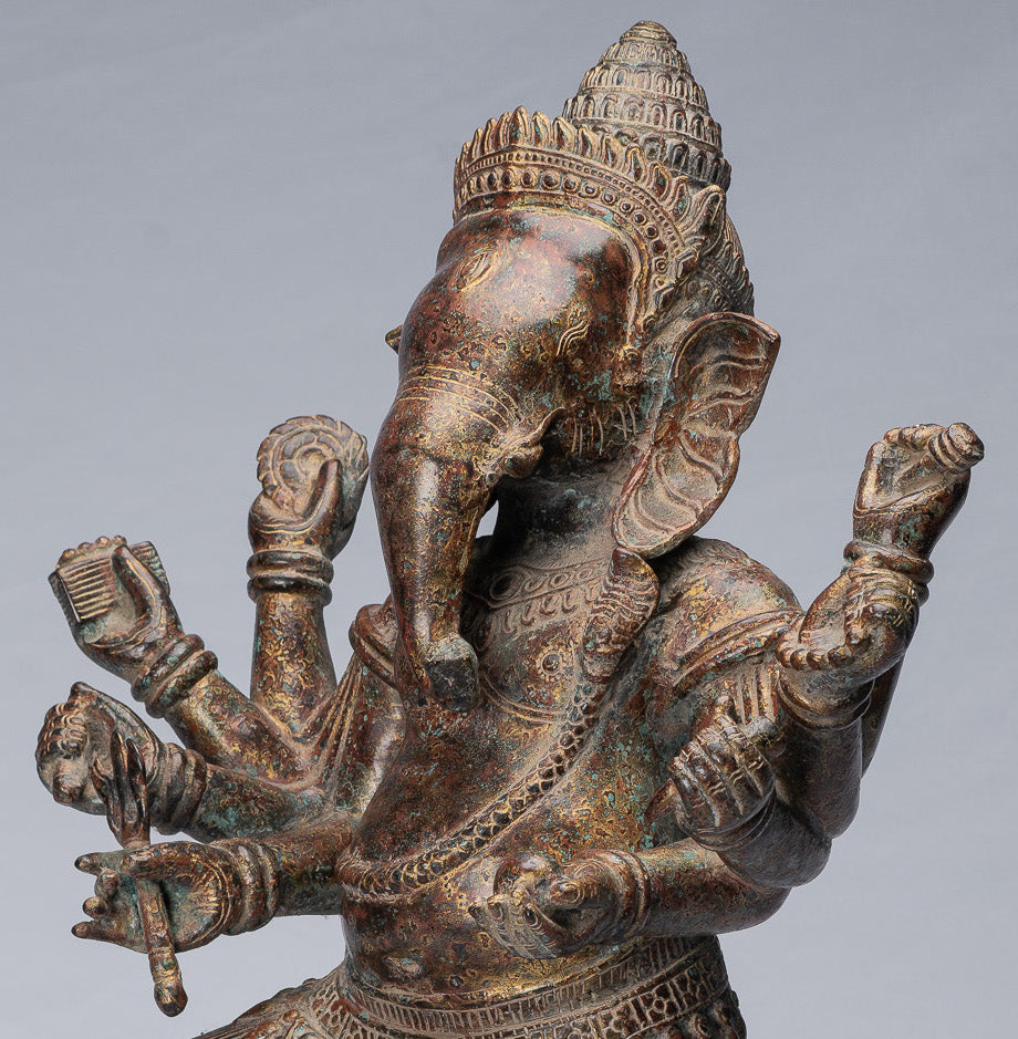 Estatua de Ganesha - Estatua de baile de bronce de bronce antiguo de estilo jemer - 61 cm/24 "