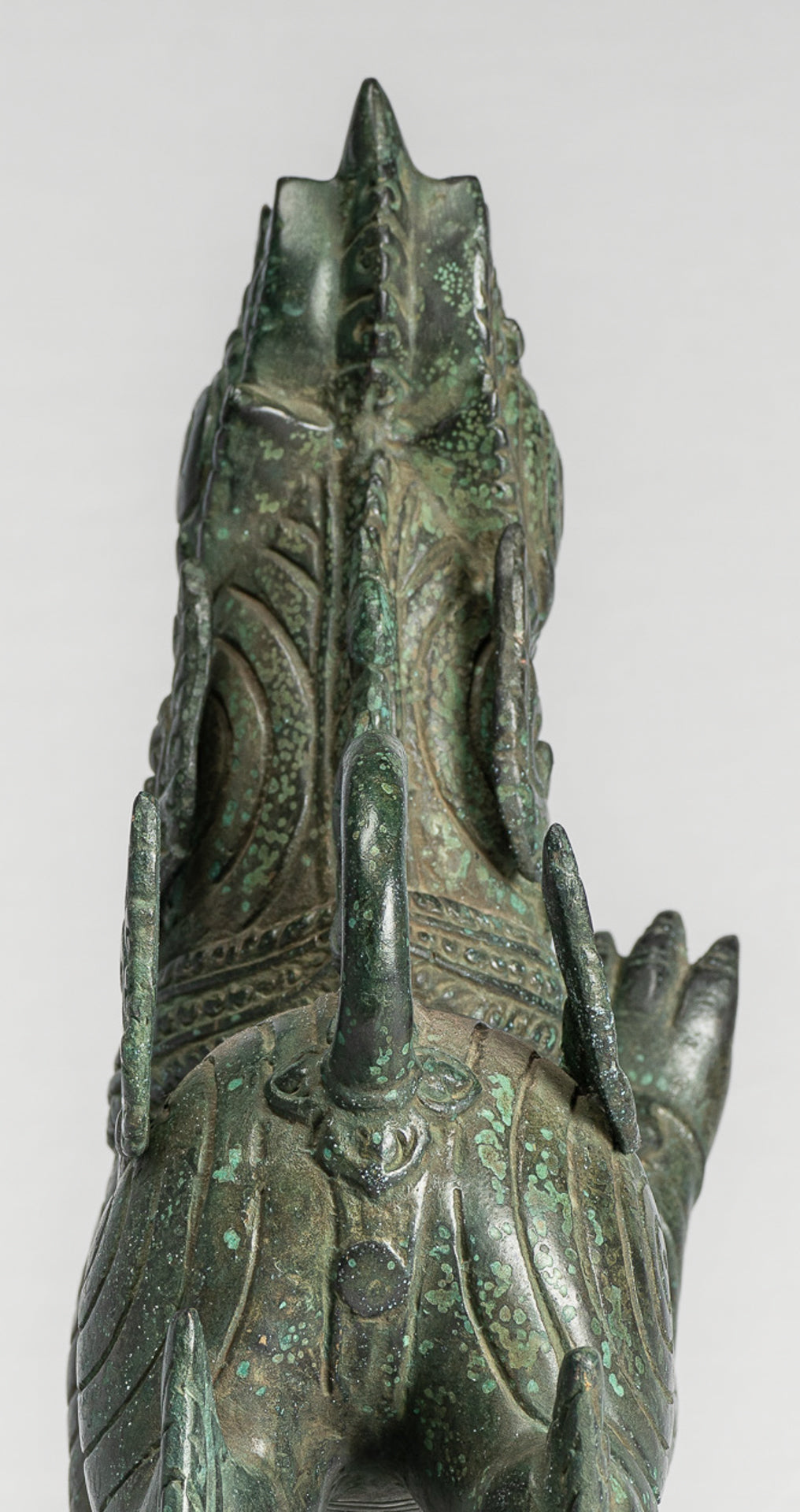 Antique Burmese Style Bronze Standing Chinthe Guardian Temple Lion - 36cm/14"