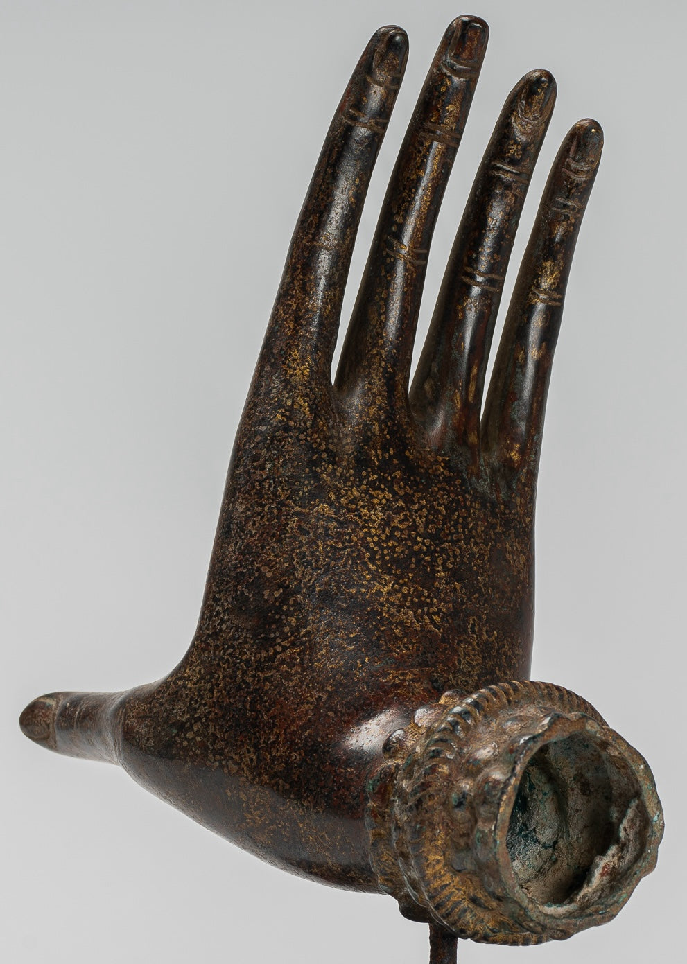 Antique Thai Style Southeast Asia Mounted Bronze Protection Thai Hand - 27cm/11"