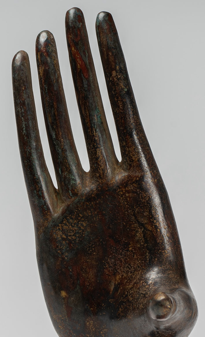 Antique Thai Style Southeast Asia Mounted Bronze Protection Thai Hand - 27cm/11"