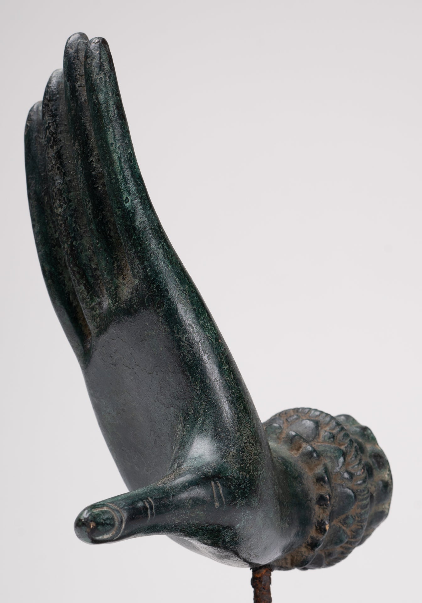 Antique Thai Style Southeast Asia Mounted Bronze Protection Thai Hand - 27cm/11"