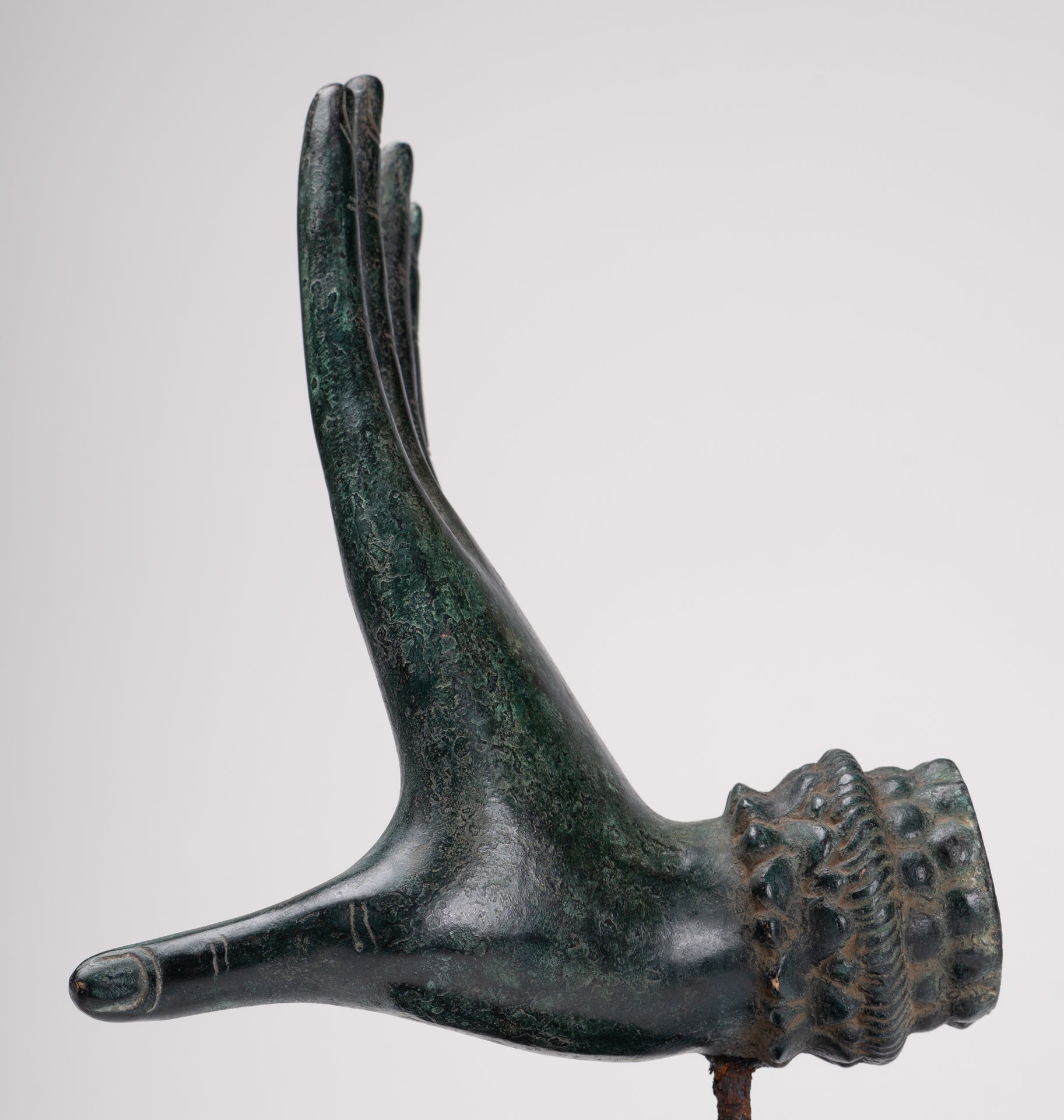 Antique Thai Style Southeast Asia Mounted Bronze Protection Thai Hand - 27cm/11"