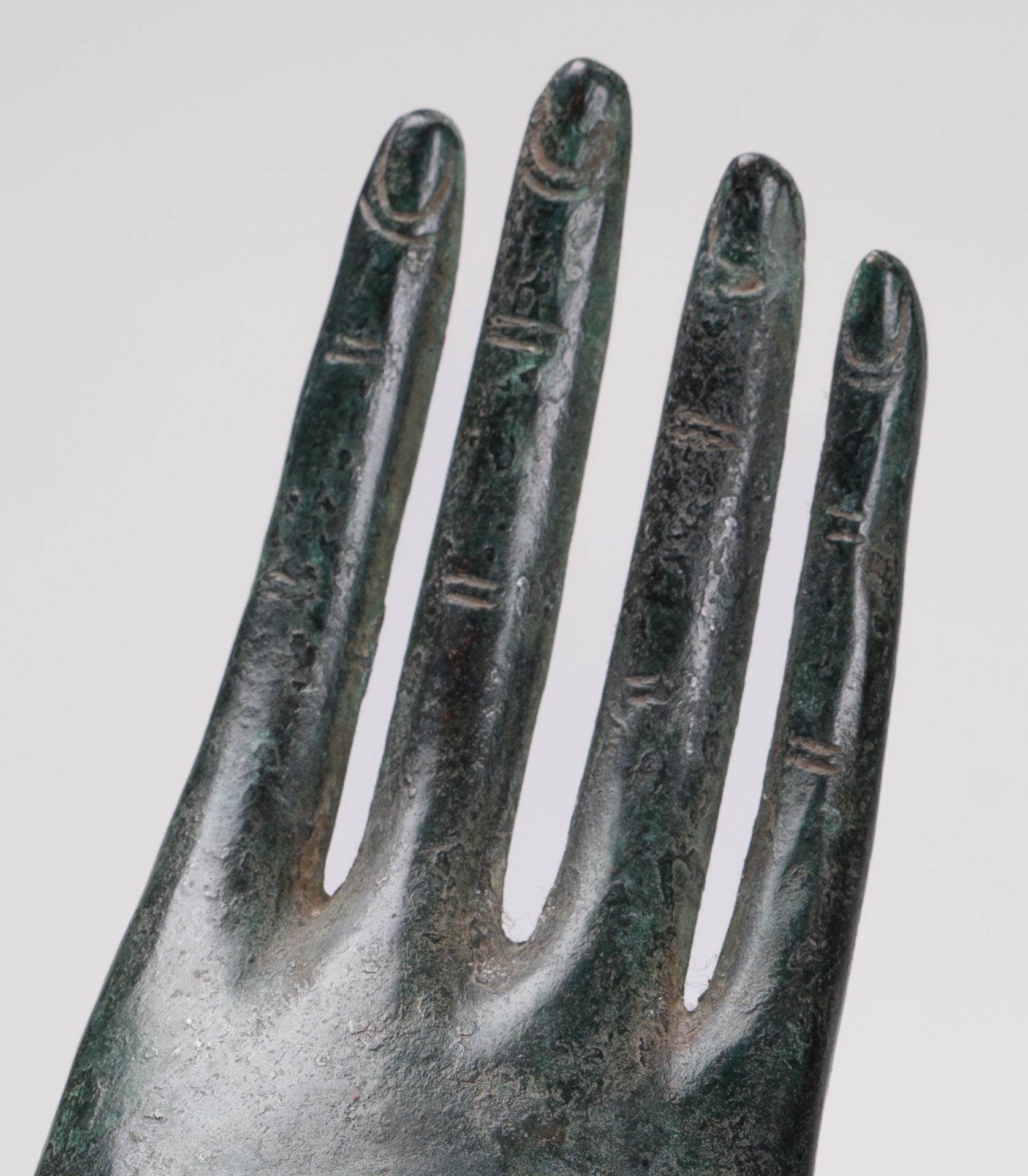 Antique Thai Style Southeast Asia Mounted Bronze Protection Thai Hand - 27cm/11"