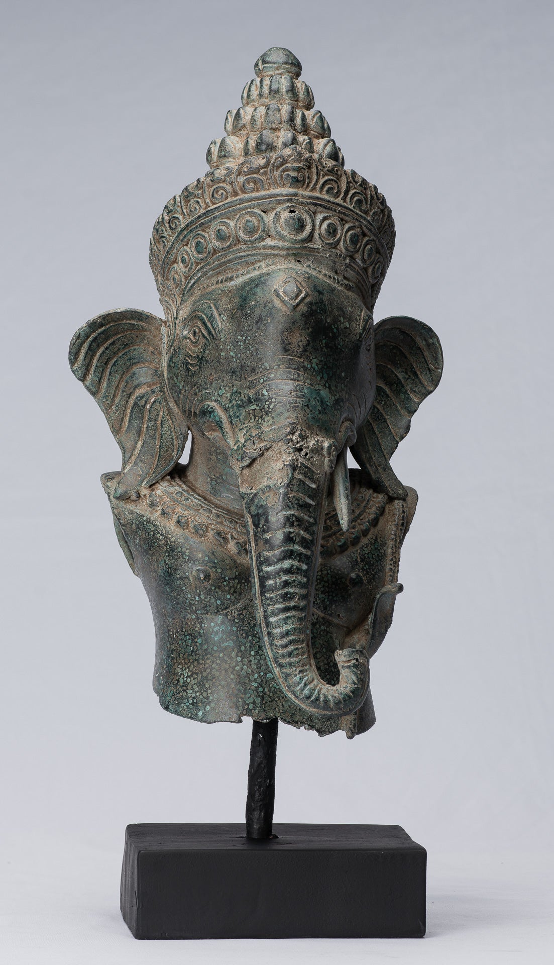 Ganesha Statue-Antique Khmer Style Mounted Bronze Angkor Wat Ganesha Statue-45cm/18 "