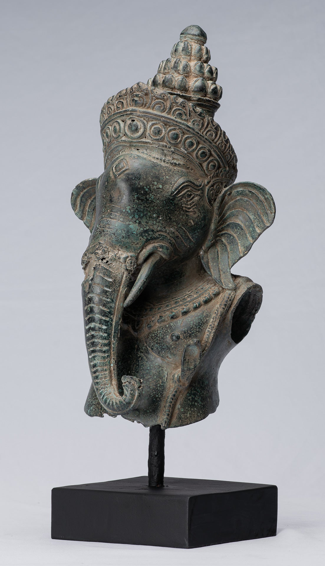 Ganesha Statue-Antique Khmer Style Mounted Bronze Angkor Wat Ganesha Statue-45cm/18 "