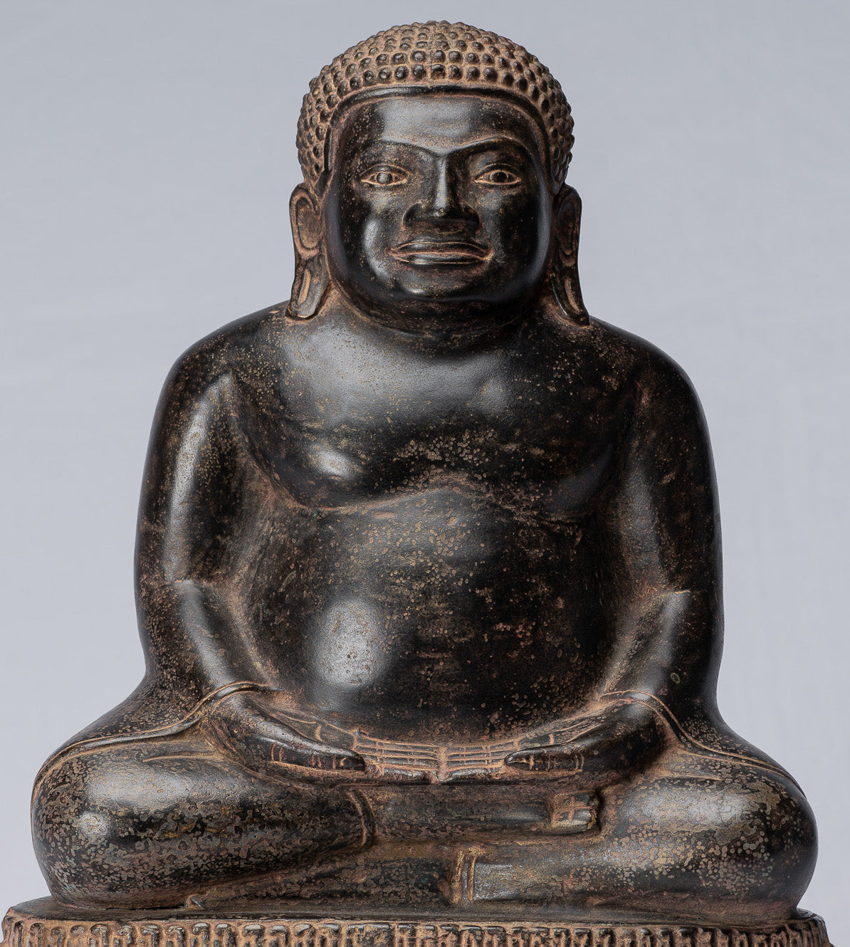 Statue di Buddha - Antique Thai Thai Bronze Felice, grassa, ridendo Buddha Budai Statua - 31 cm/12 "