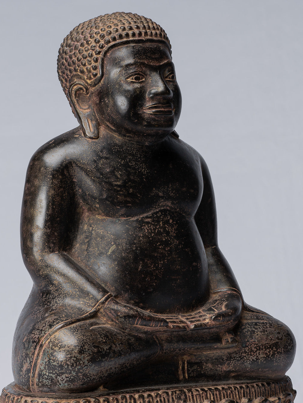 Statue di Buddha - Antique Thai Thai Bronze Felice, grassa, ridendo Buddha Budai Statua - 31 cm/12 "