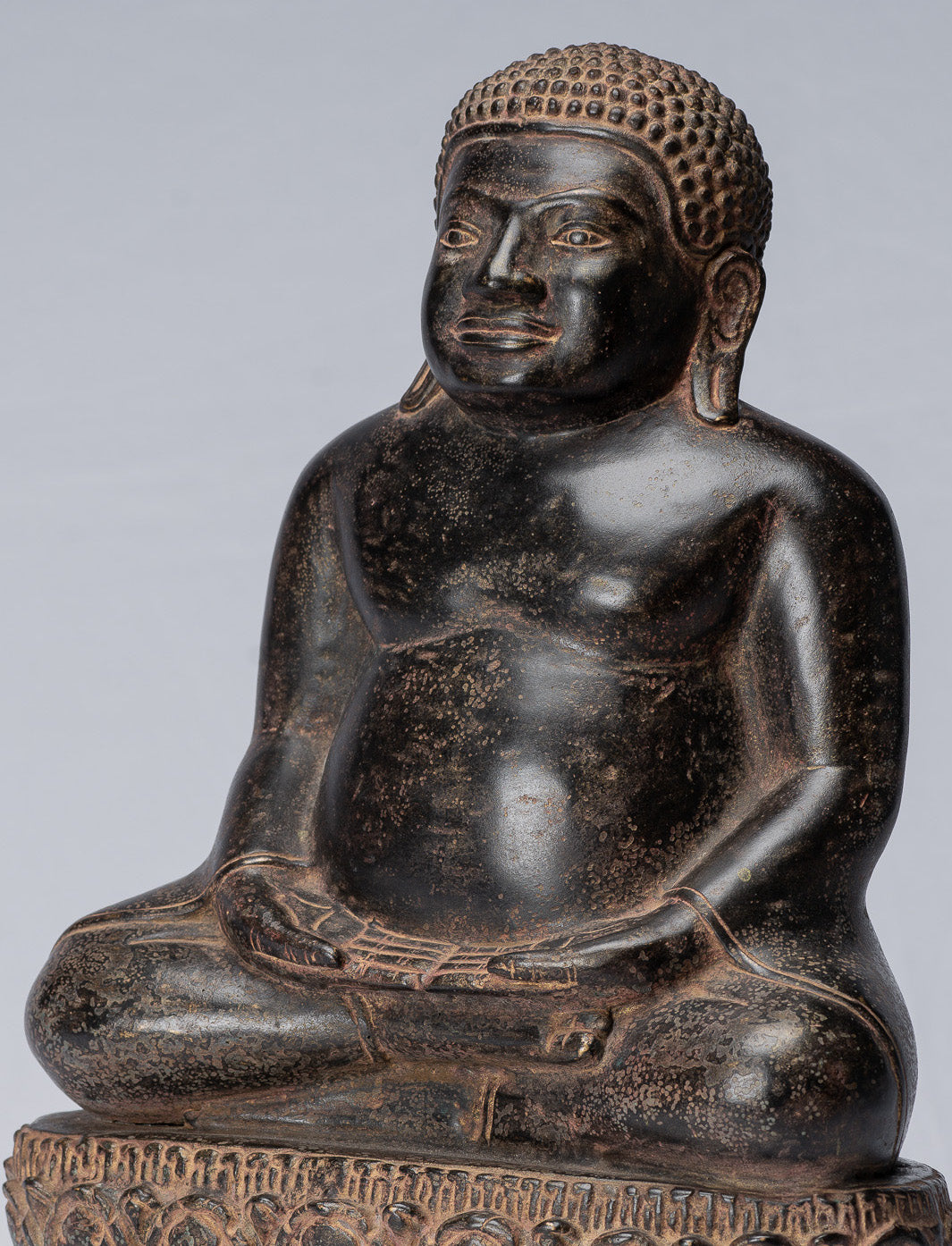 Statue di Buddha - Antique Thai Thai Bronze Felice, grassa, ridendo Buddha Budai Statua - 31 cm/12 "