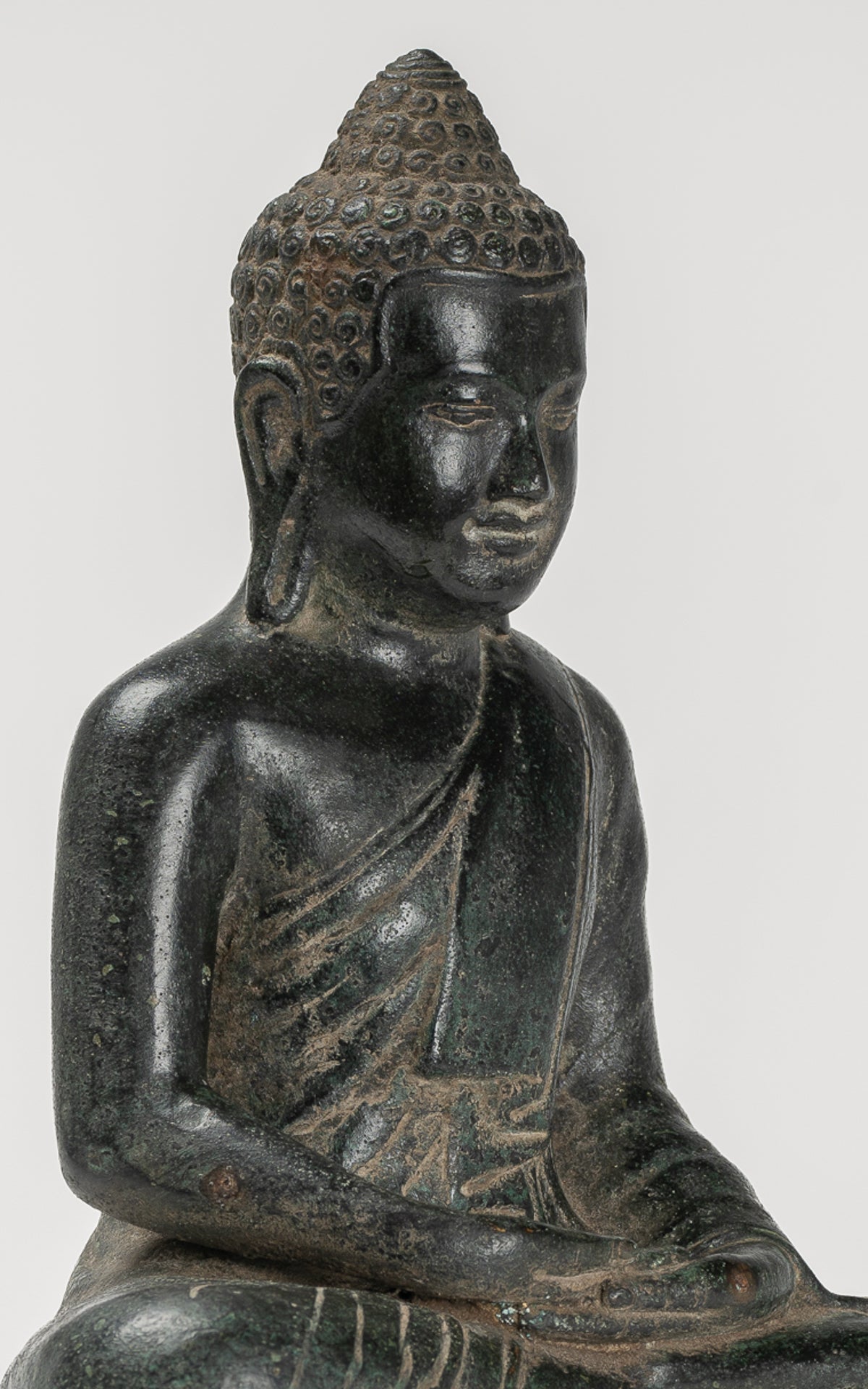 Buddha Statue - Buddha - Antique Khmer Style Seated Bronze Meditation Buddha Statue - 25cm/10"
