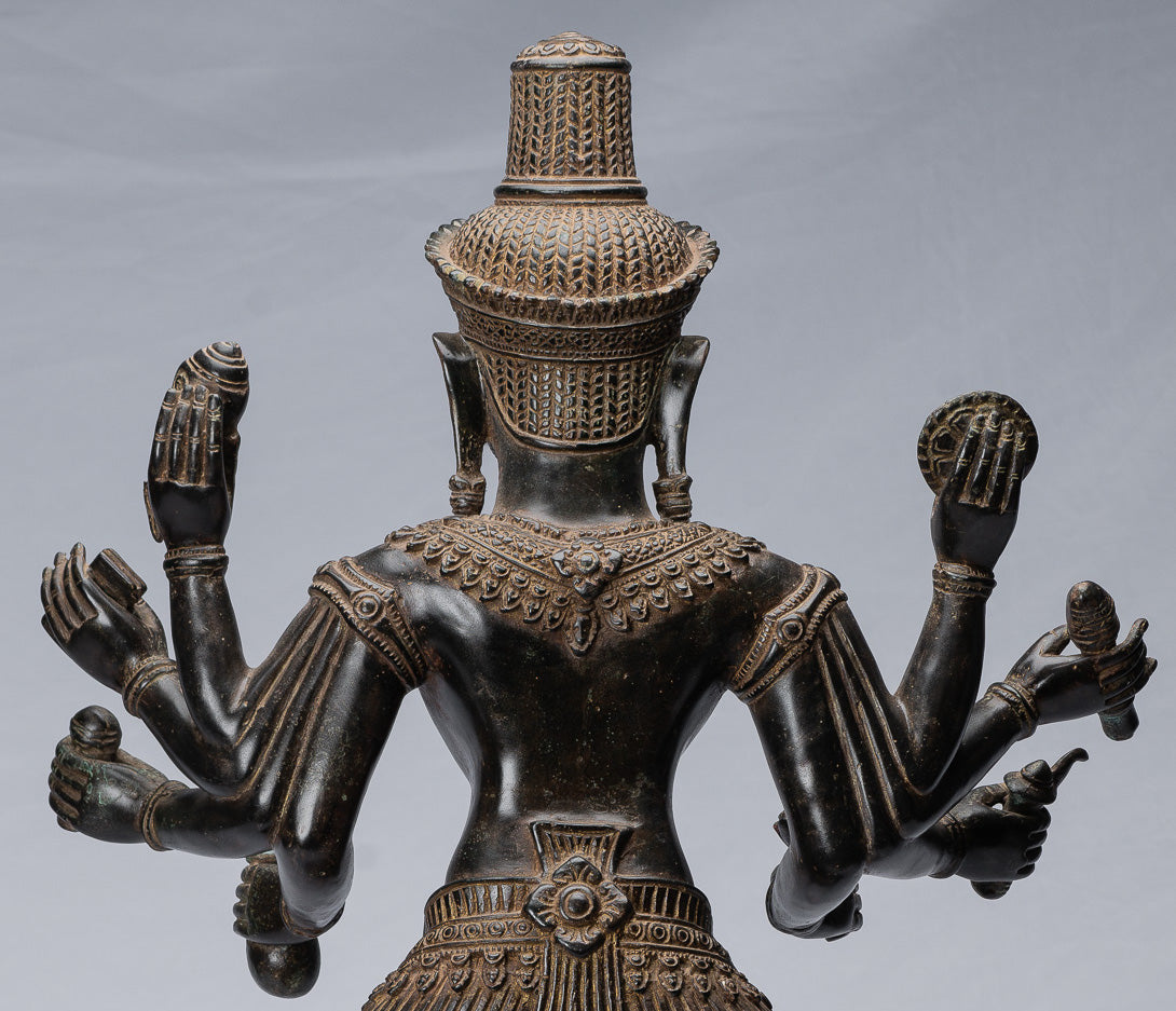 Antique antique khmer Style bronze Angkor Wat assis statue - 69cm / 28 "