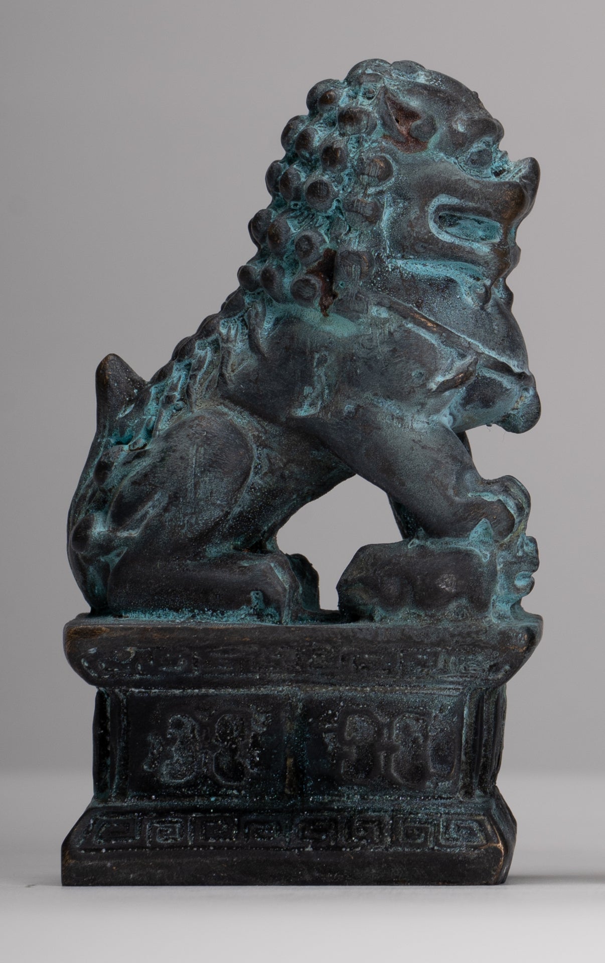 Antique Chinese Style Temple Guardian Lions Shishi Lions Foo Dogs Imperial Lions (Pair) - 10.5cm/4"