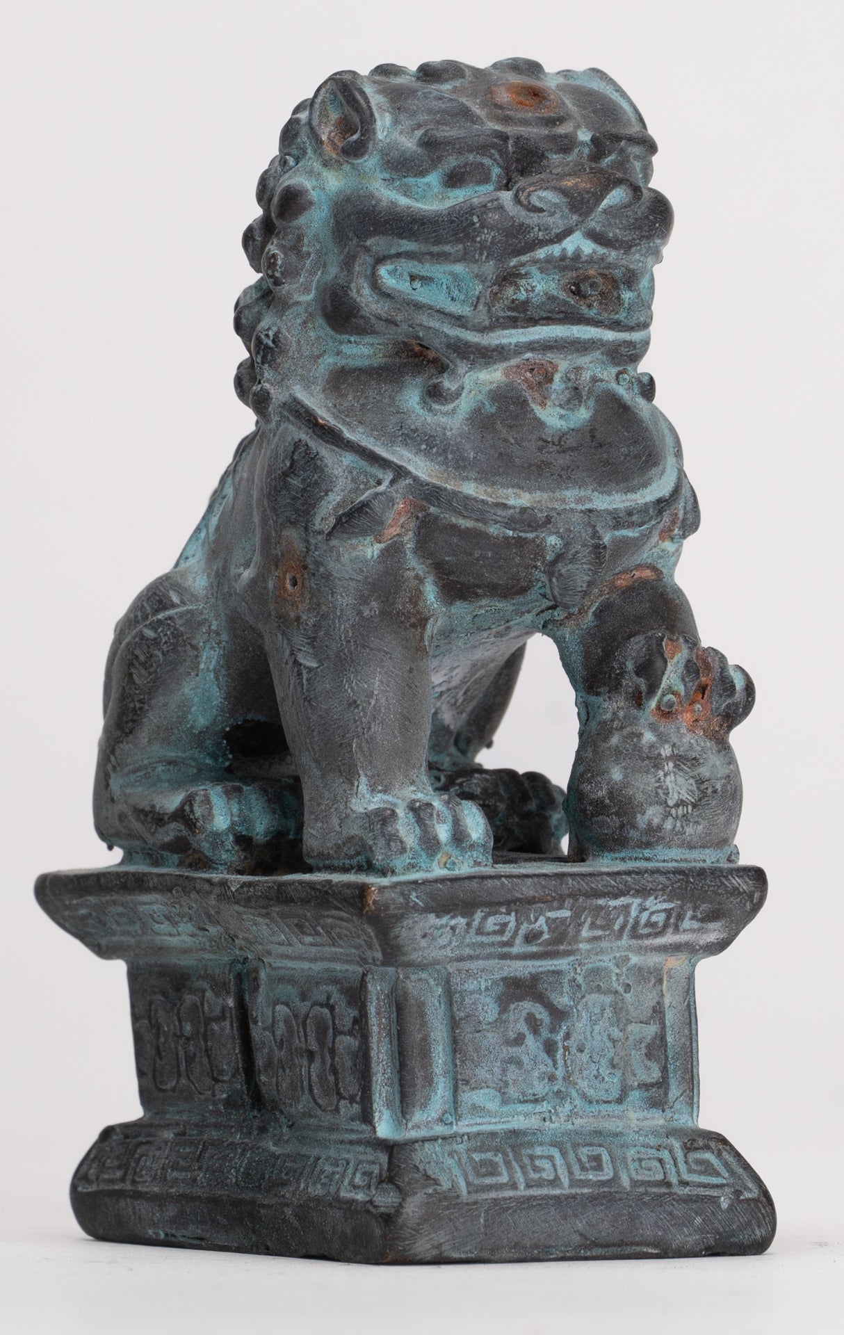 Antique Chinese Style Temple Guardian Lions Shishi Lions Foo Dogs Imperial Lions (Pair) - 10.5cm/4"