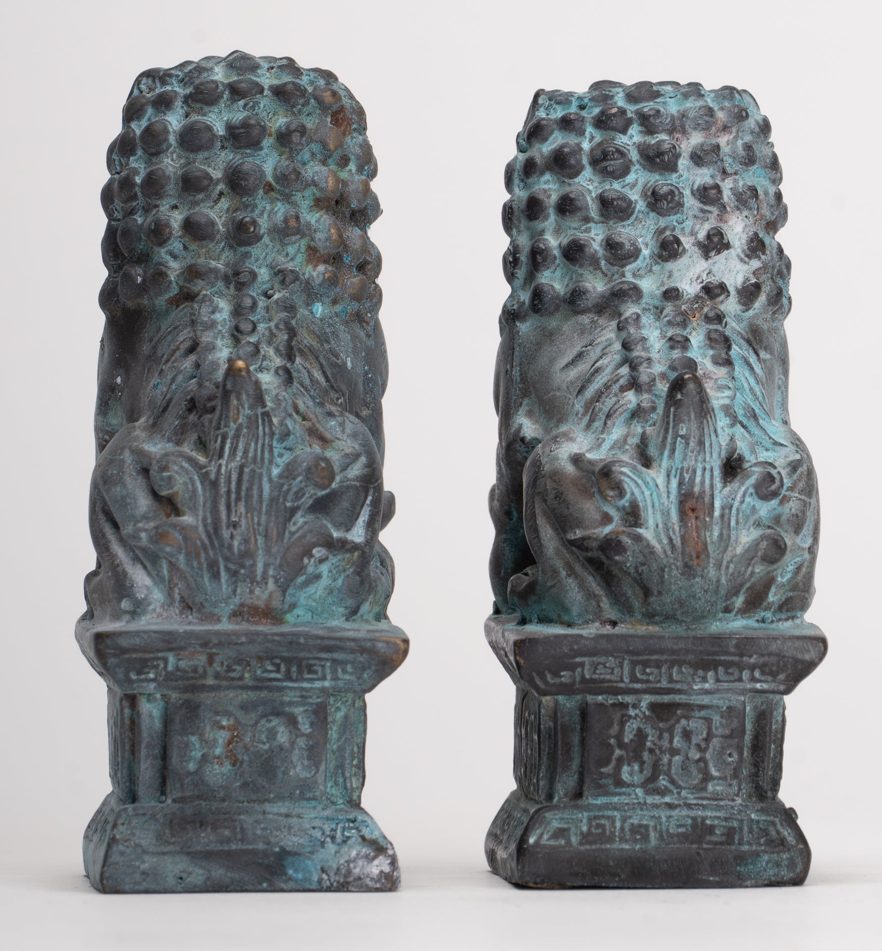 Antique Chinese Style Temple Guardian Lions Shishi Lions Foo Dogs Imperial Lions (Pair) - 10.5cm/4"