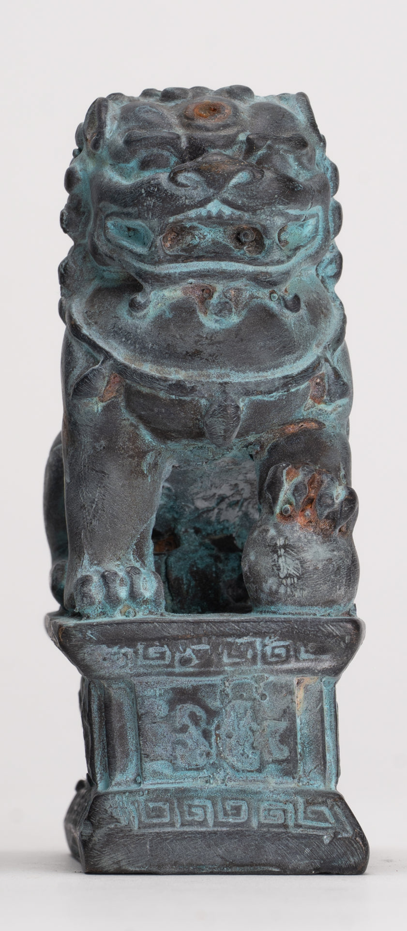 Antique Chinese Style Temple Guardian Lions Shishi Lions Foo Dogs Imperial Lions (Pair) - 10.5cm/4"
