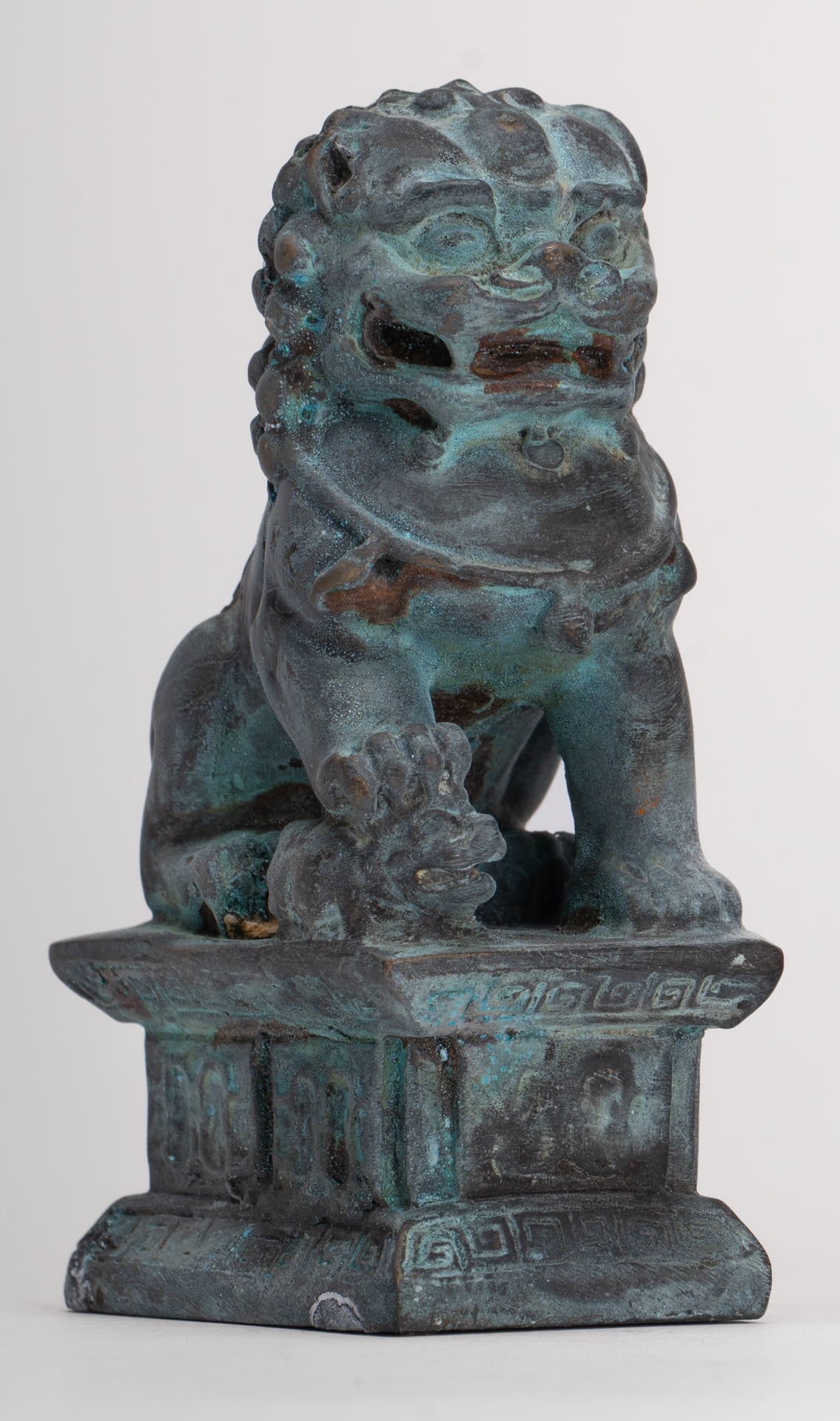 Antique Chinese Style Temple Guardian Lions Shishi Lions Foo Dogs Imperial Lions (Pair) - 10.5cm/4"