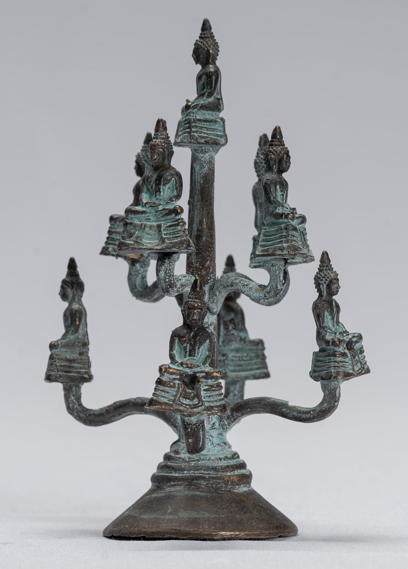 Buddha Sculpture - Antique Thai Thai Bronze Meditazione seduta statue di Buddha - 14 cm/6 "