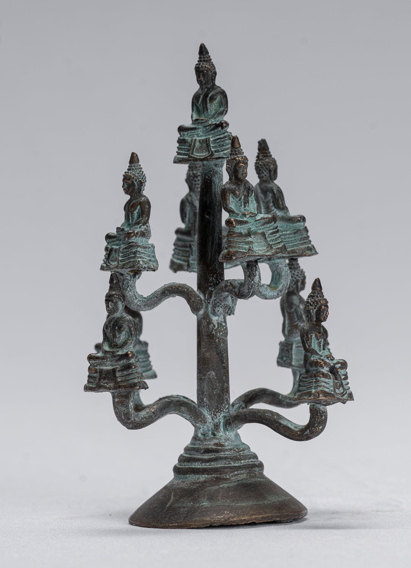 Buddha Sculpture - Antique Thai Thai Bronze Meditazione seduta statue di Buddha - 14 cm/6 "