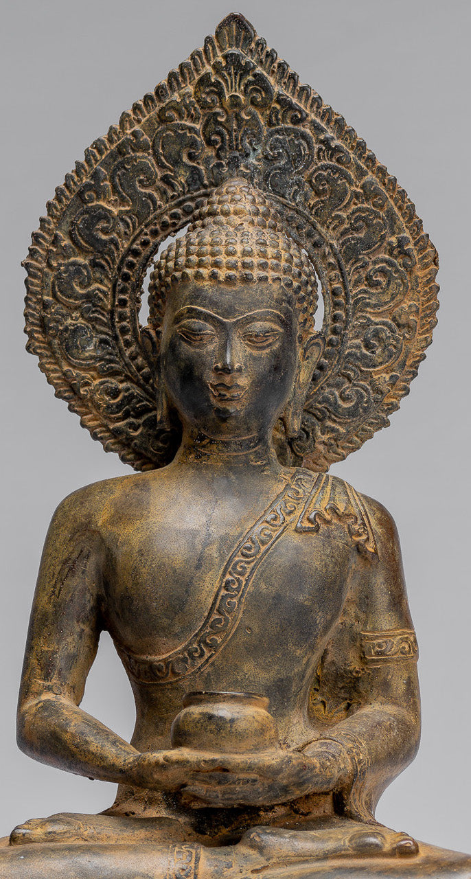 Buddha Statue-Antike Indonesische Stil Bronze Javanisch Amitabha Buddha Statue-32cm/13 "