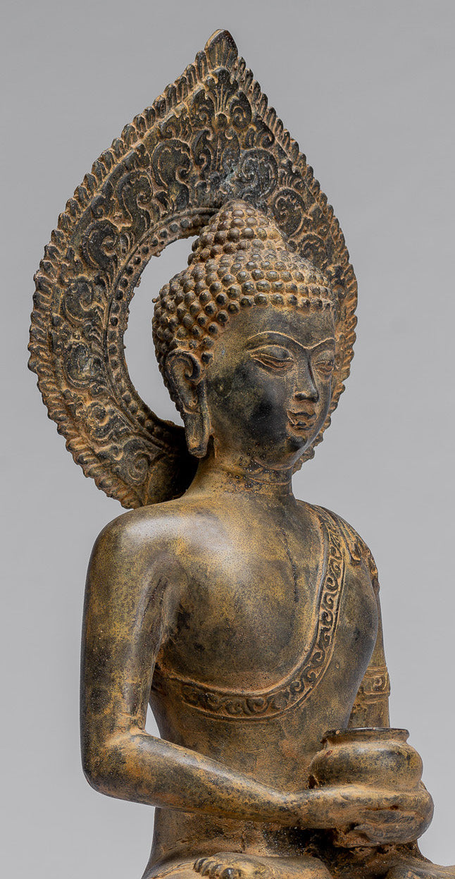 Buddha Statue-Antike Indonesische Stil Bronze Javanisch Amitabha Buddha Statue-32cm/13 "