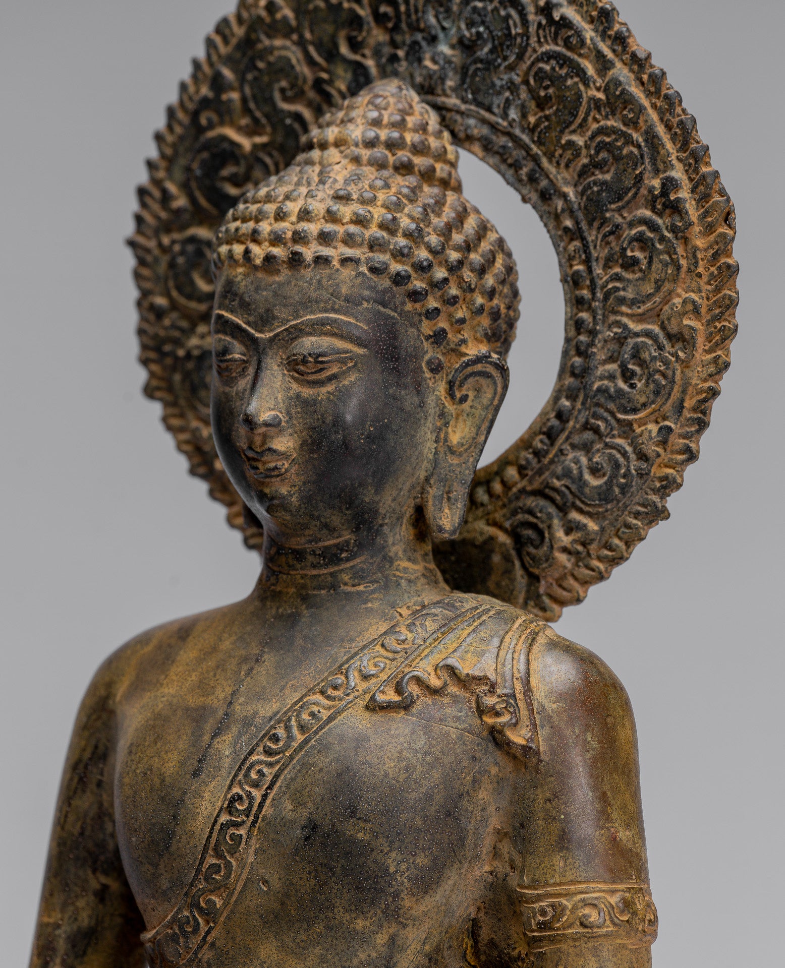 Buddha Statue-Antike Indonesische Stil Bronze Javanisch Amitabha Buddha Statue-32cm/13 "