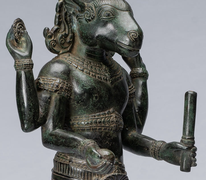 Kalkin Statue - Antique Khmer Style Standing Bronze Hayagriva Kalkin Horse of Vishnu - 55cm/22"