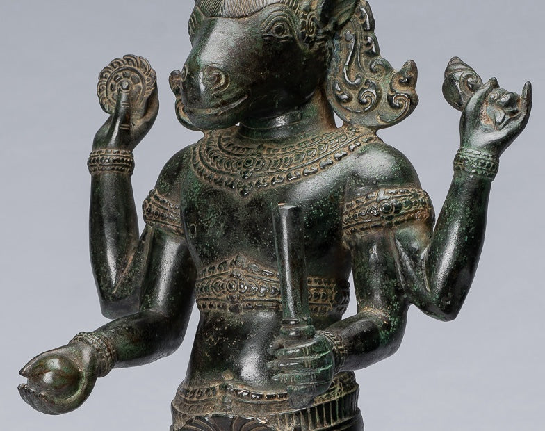 Kalkin Statue - Antique Khmer Style Standing Bronze Hayagriva Kalkin Horse of Vishnu - 55cm/22"