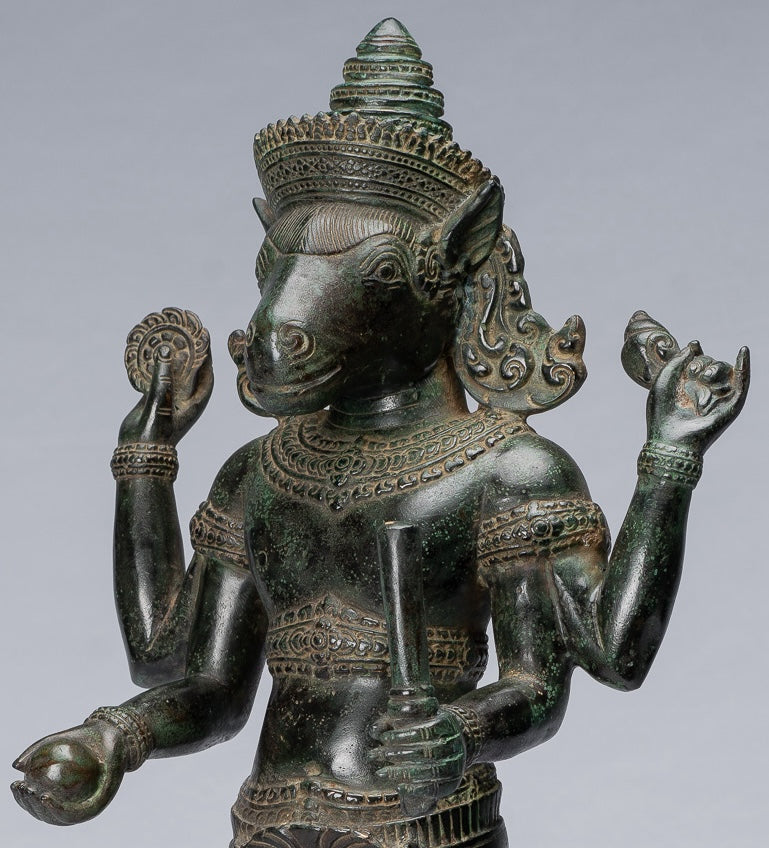 Kalkin Statue - Antique Khmer Style Standing Bronze Hayagriva Kalkin Horse of Vishnu - 55cm/22"