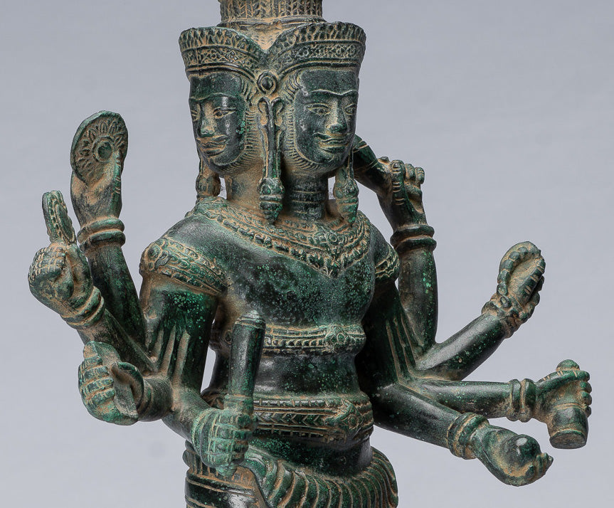 Brahma-Statue – Stehender Brahma aus Bronze im antiken Khmer-Stil von Koh Ker – Schöpfung eines Hindu-Gottes – 53 cm Brahma-Statue – Stehender Brahma aus Bronze im antiken Khmer-Stil von Koh Ker – Schöpfung eines Hindu-Gottes – 53 cm