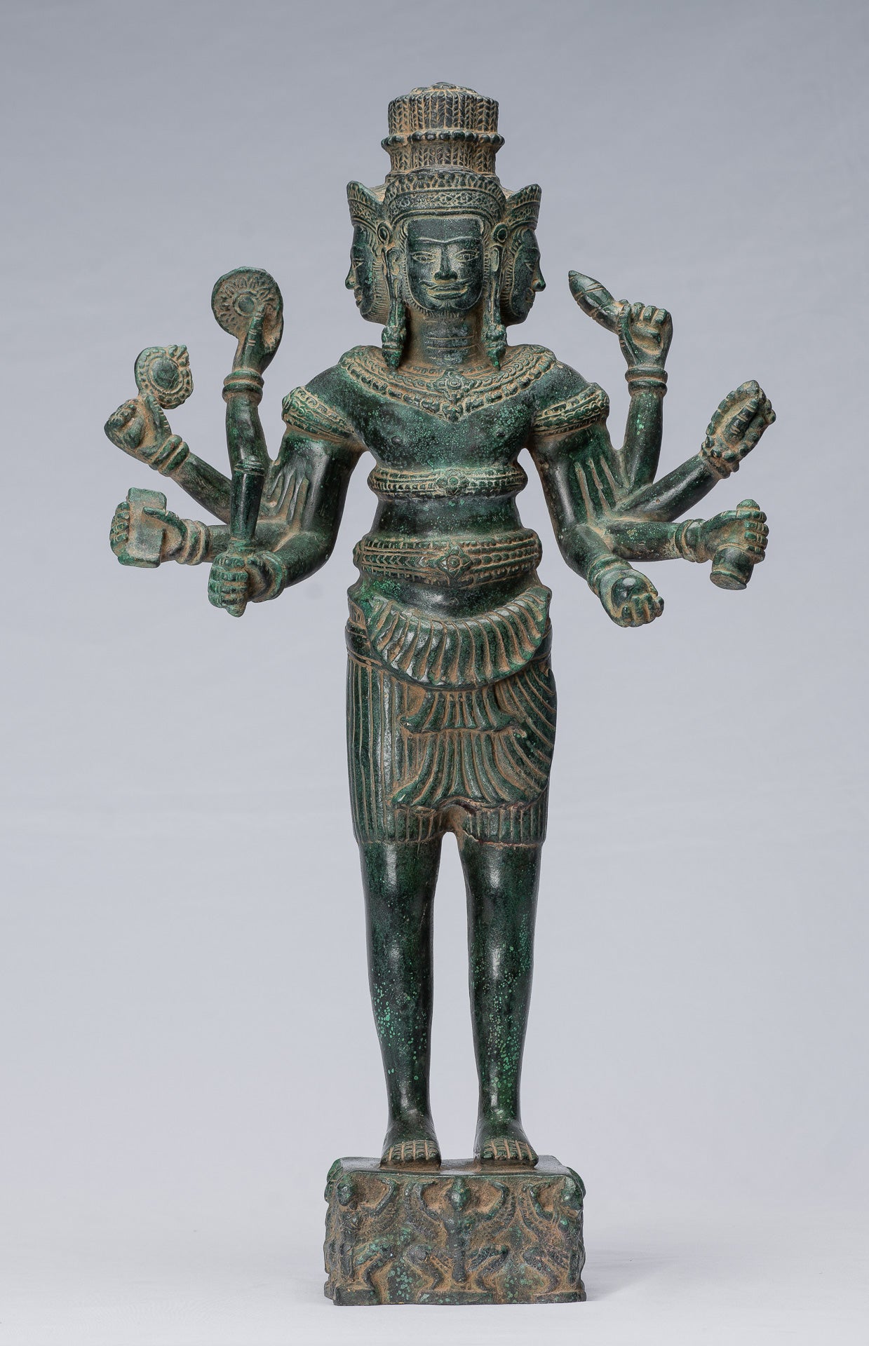 Brahma-Statue – antiker Khmer-Stil, Koh Ker, stehend, Bronze, Brahma – Schöpfung eines Hindu-Gottes – 53 cm