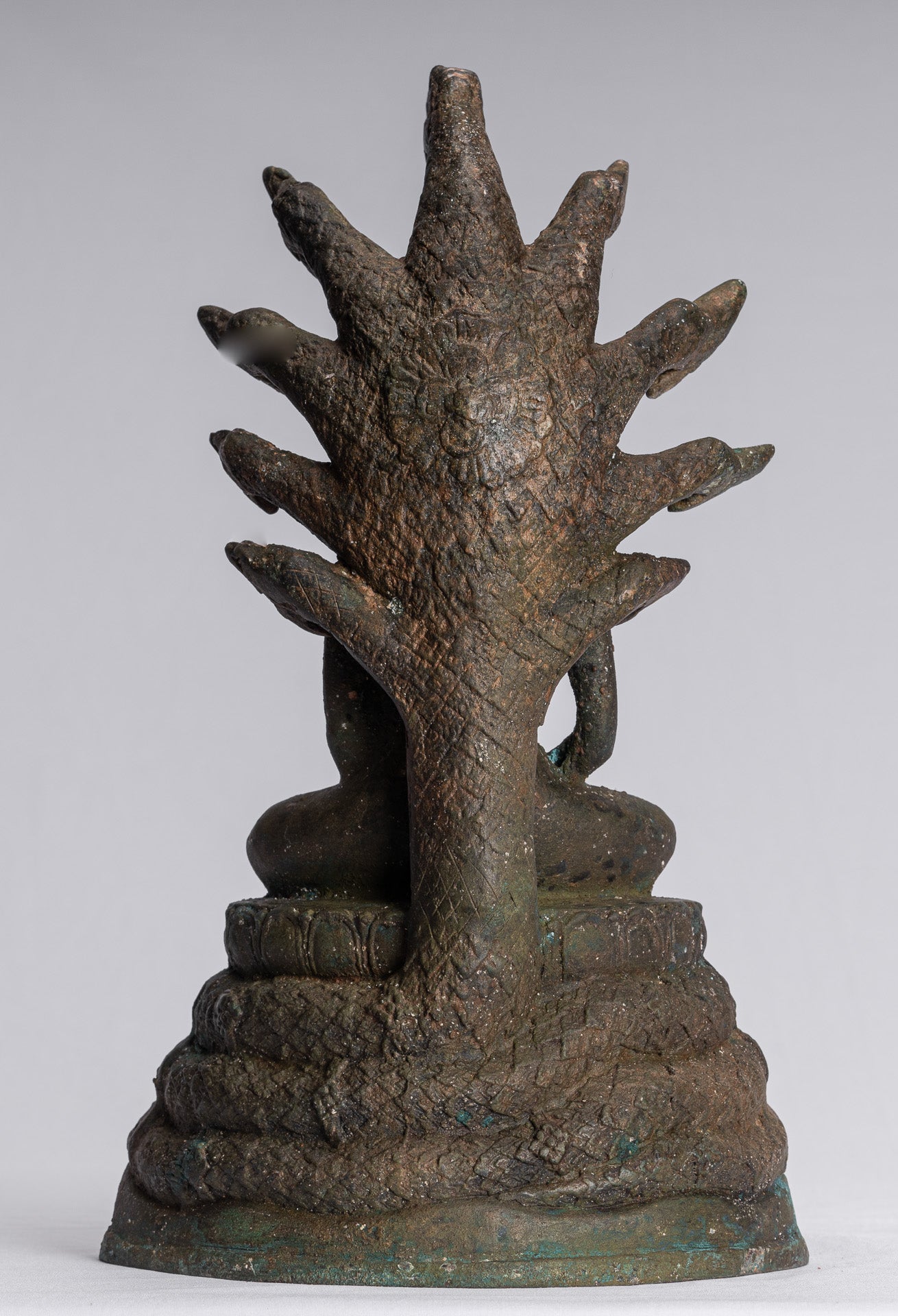 Statue de Bouddha – Statue de Bouddha Naga méditant en bronze antique de style Sukhothai – 32 cm/13"