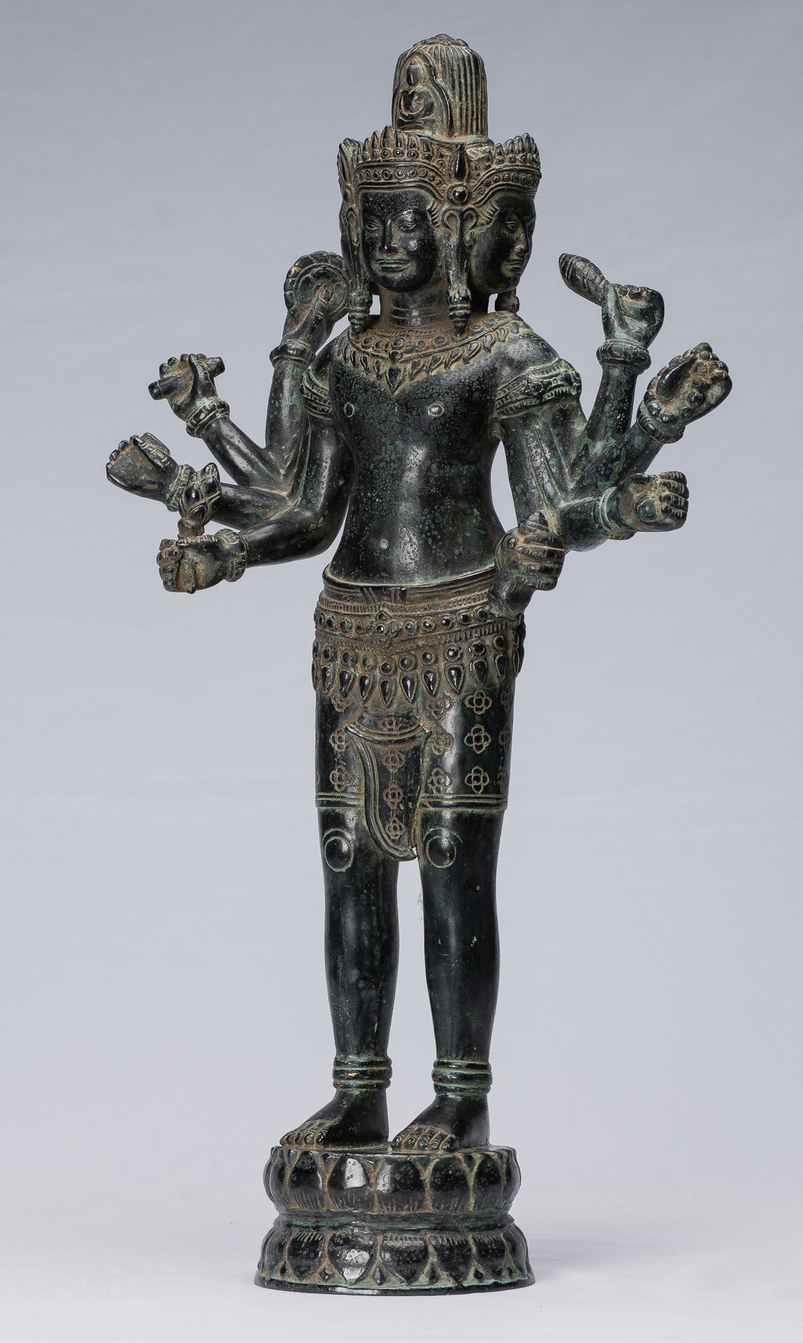 Antique Khmer Style Bronze Koh Ker Standing Lokeshvara Statue-53cm/21 "