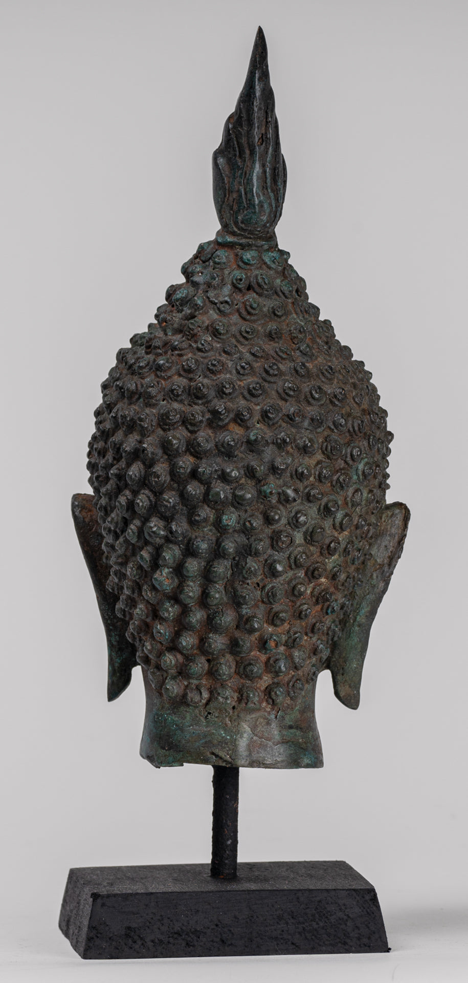 Antique Thai Style Sukhothai Mounted Bronze Buddha Head - 29cm/12"