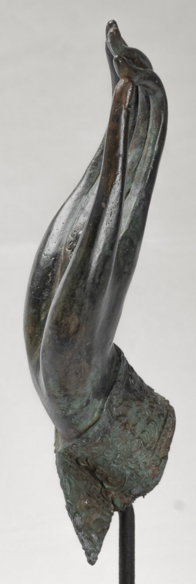 Mounted Antique Thai Style Southeast Asia Bronze Thai Teaching Hand - 33cm/13"