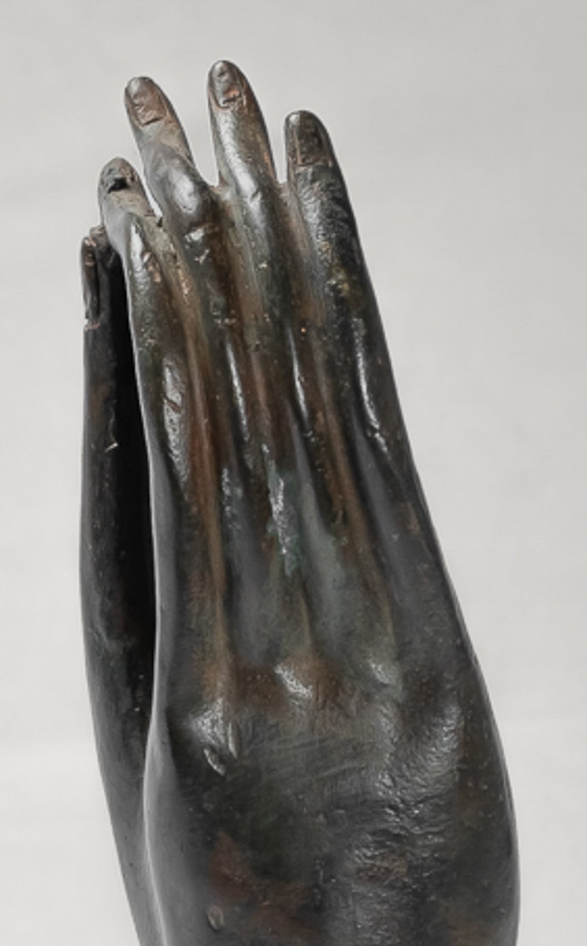 Mounted Antique Thai Style Southeast Asia Bronze Thai Teaching Hand - 33cm/13"