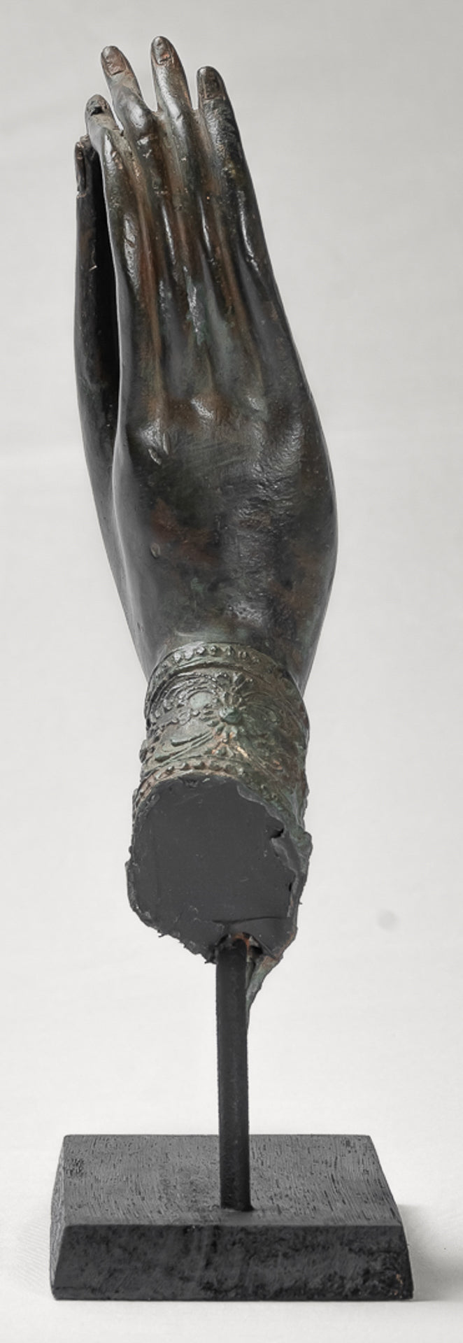 Mounted Antique Thai Style Southeast Asia Bronze Thai Teaching Hand - 33cm/13"
