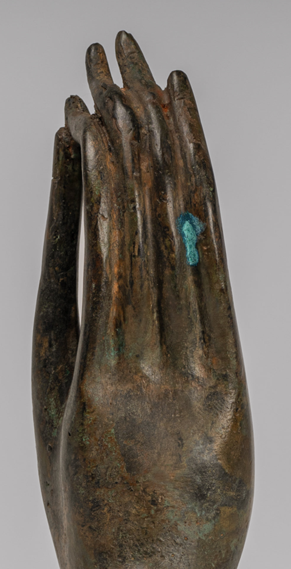 Mounted Antique Thai Style Southeast Asia Bronze Thai Teaching Hand - 33cm/13"