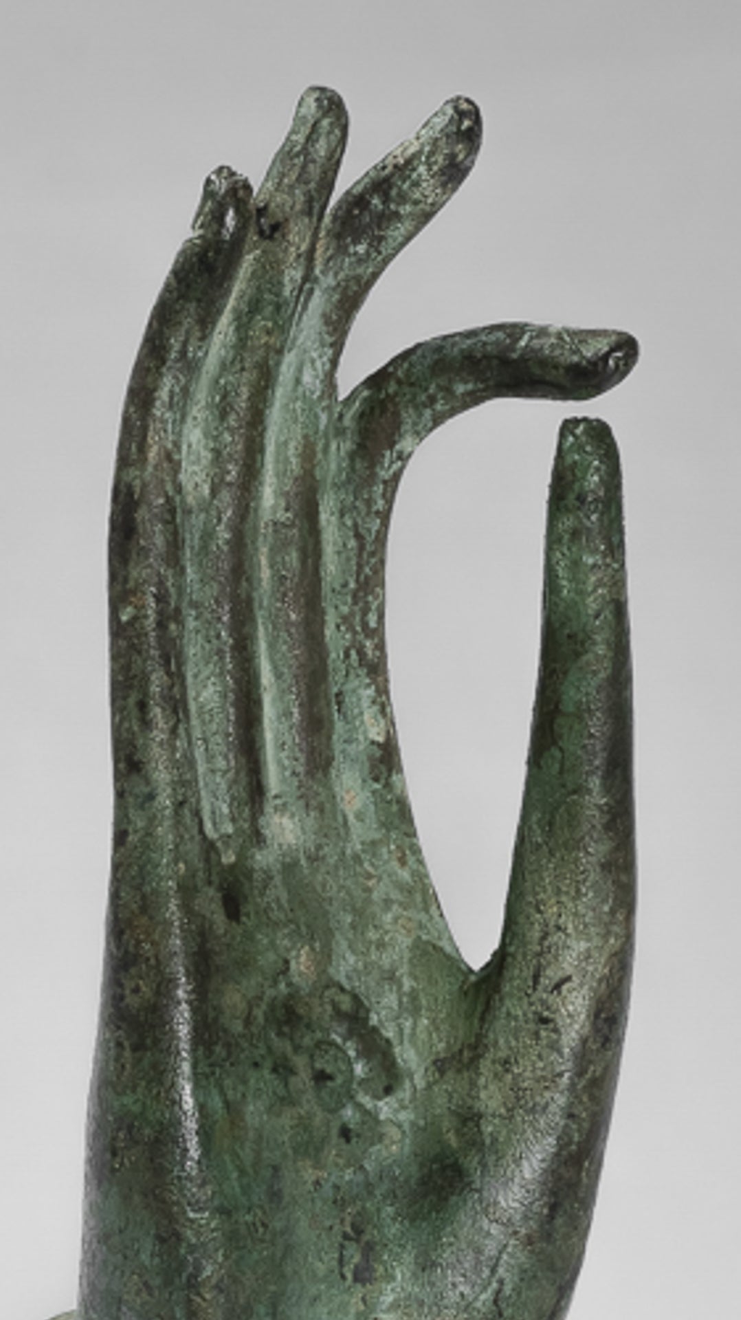 Mounted Antique Thai Style Southeast Asia Bronze Thai Teaching Hand - 23cm/9"