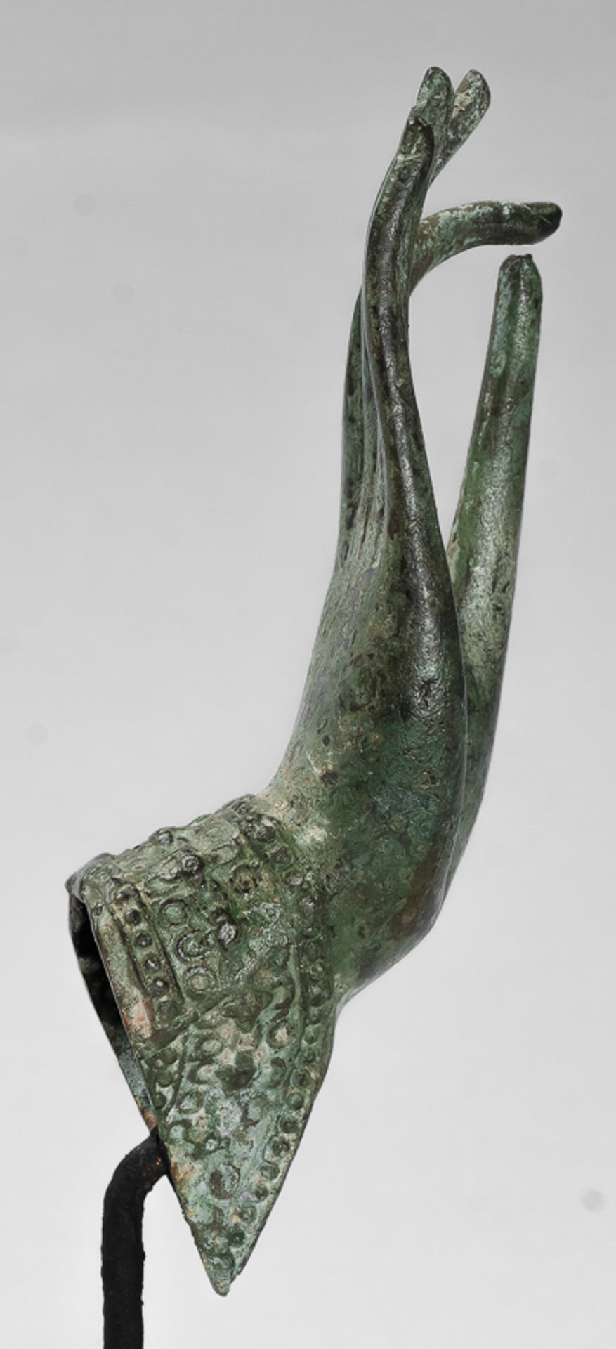 Mounted Antique Thai Style Southeast Asia Bronze Thai Teaching Hand - 23cm/9"