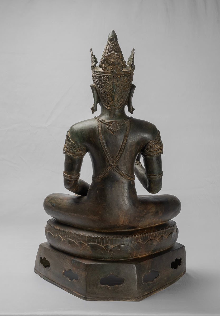 Statue Buddha - Antique Chiang Saen Style Royal Teaching Buddha Statue - 87cm/35 "