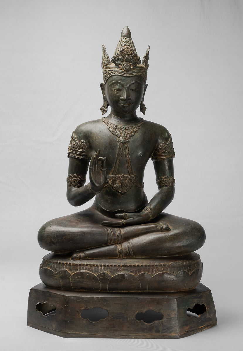 Statue Buddha - Antique Chiang Saen Style Royal Teaching Buddha Statue - 87cm/35 "