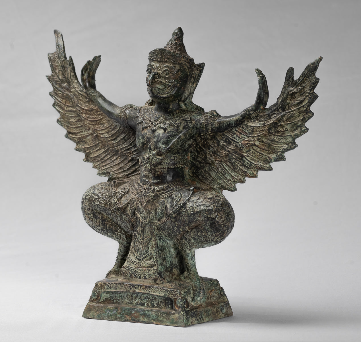 Antique Thai Style StandingBronze Vishnu Garuda Statue-33cm/13 "