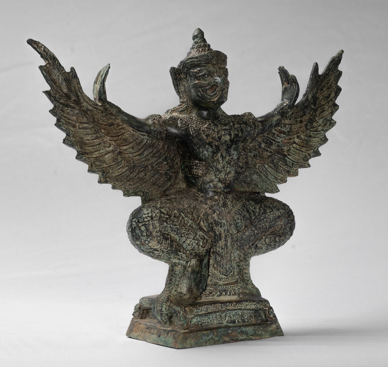 Antique Thai Style StandingBronze Vishnu Garuda Statue-33cm/13 "