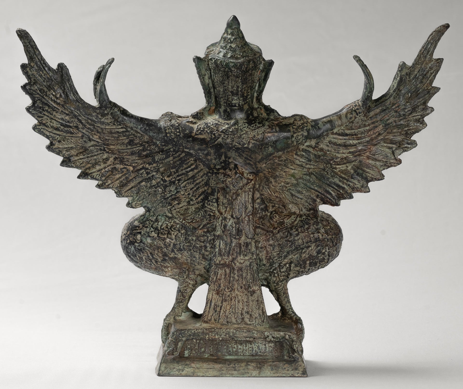 Antique Thai Style Standing Bronze Vishnu Garuda Statue - 33cm/13"