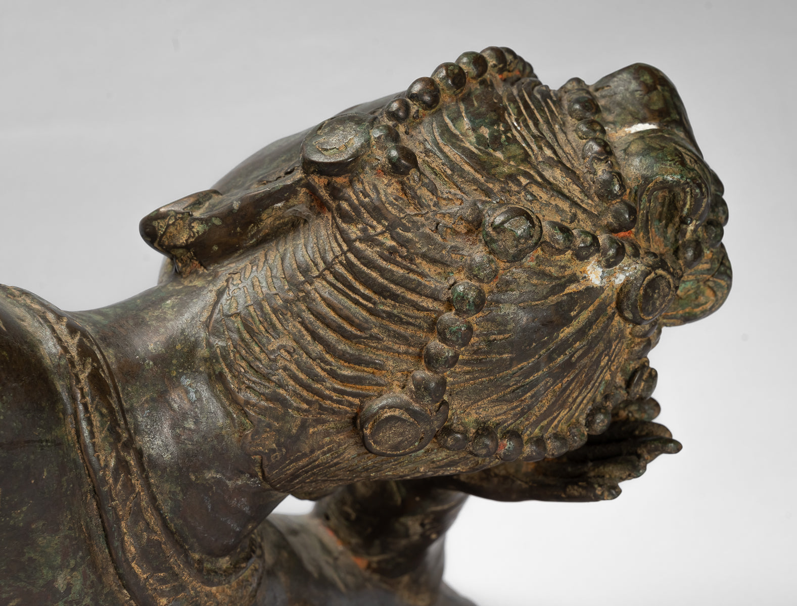 Estatua de bronce de estilo indio antiguo reclinable Vishnu - 95cm/38 "de largo