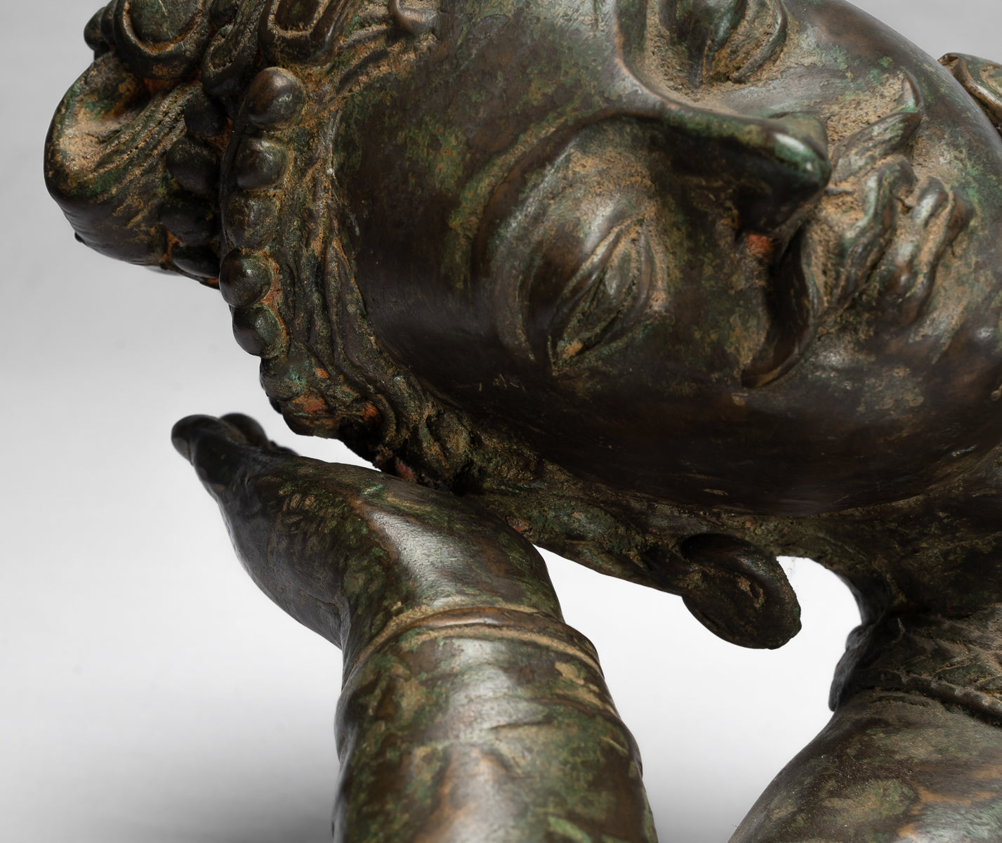 Estatua de bronce de estilo indio antiguo reclinable Vishnu - 95cm/38 "de largo