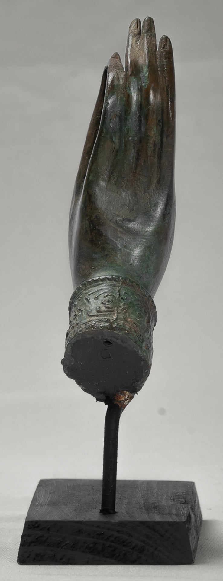 Mounted Antique Thai Style Southeast Asia Bronze Thai Teaching Hand - 24cm/10"