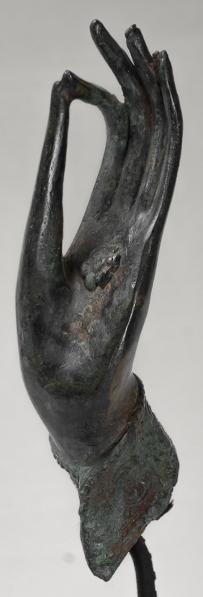 Mounted Antique Thai Style Southeast Asia Bronze Thai Teaching Hand - 24cm/10"