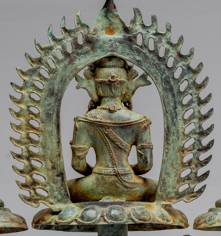 Statue di Buddha - Antique in stile indonesiano Bronzo Meditazione giavanese Statua di Buddha - 49 cm/20 "