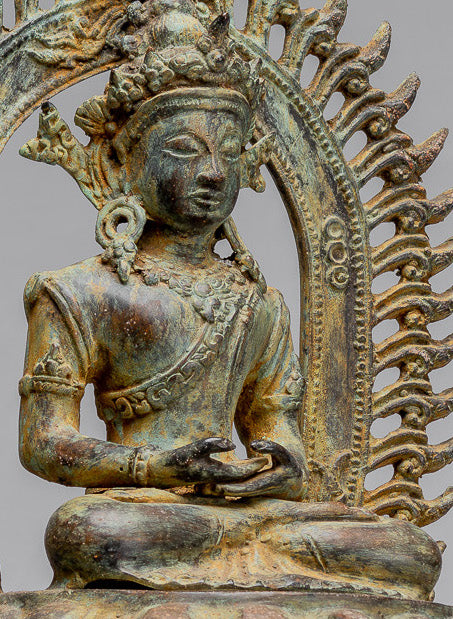 Statue di Buddha - Antique in stile indonesiano Bronzo Meditazione giavanese Statua di Buddha - 49 cm/20 "