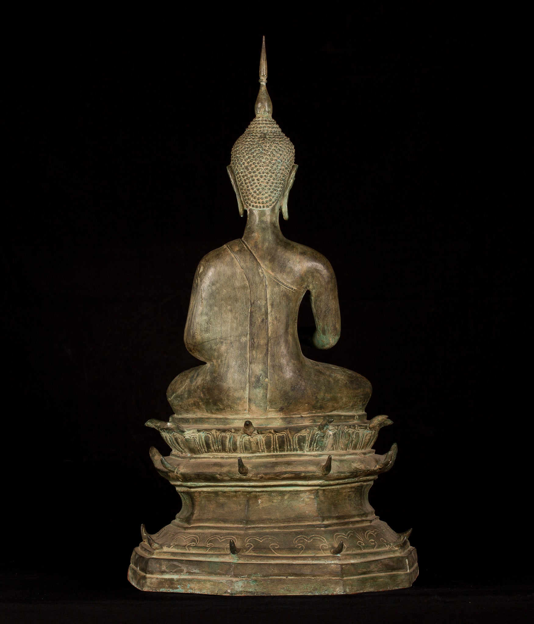 Buddha Statue -Antique Laos Style Bronze Charity Gautama Buddha Statue - 63cm/25"